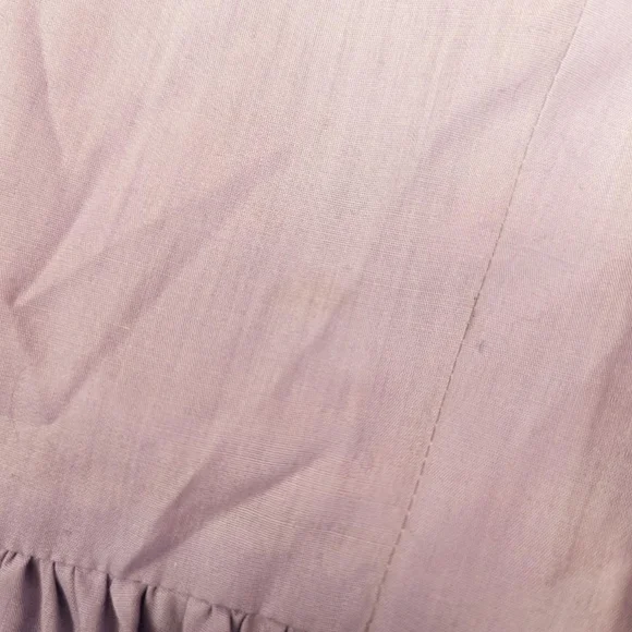 Vintage Handmade Purple Floral Ruffle Neck Short Sleeve Dress - Picture 6 of 7